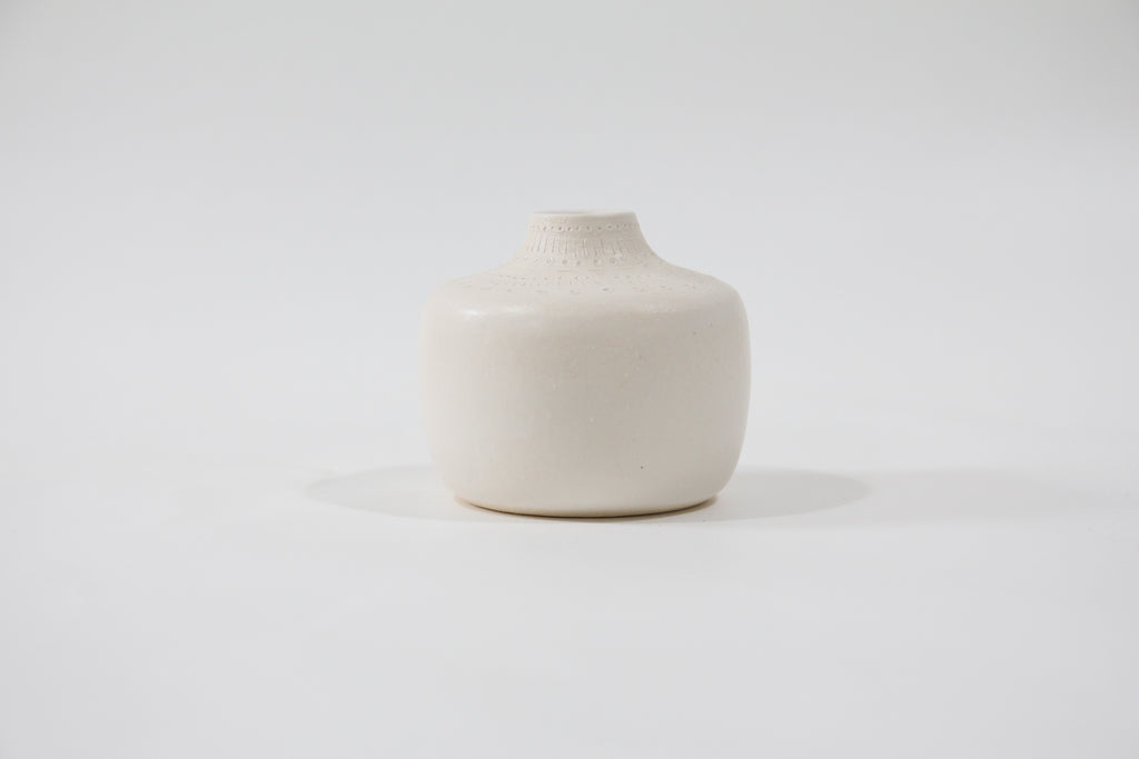 etched stoneware vase